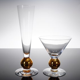 Pair of Orrefors by Gunnar Cyren Nobel Crystal Stemware Glasses