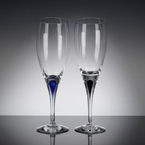 A Pair of Orrefors Intermezzo Champagne Flutes by Erika Lagerbielke