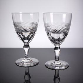 A Pair of Orrefors Sherry Glasses, Rio Patern