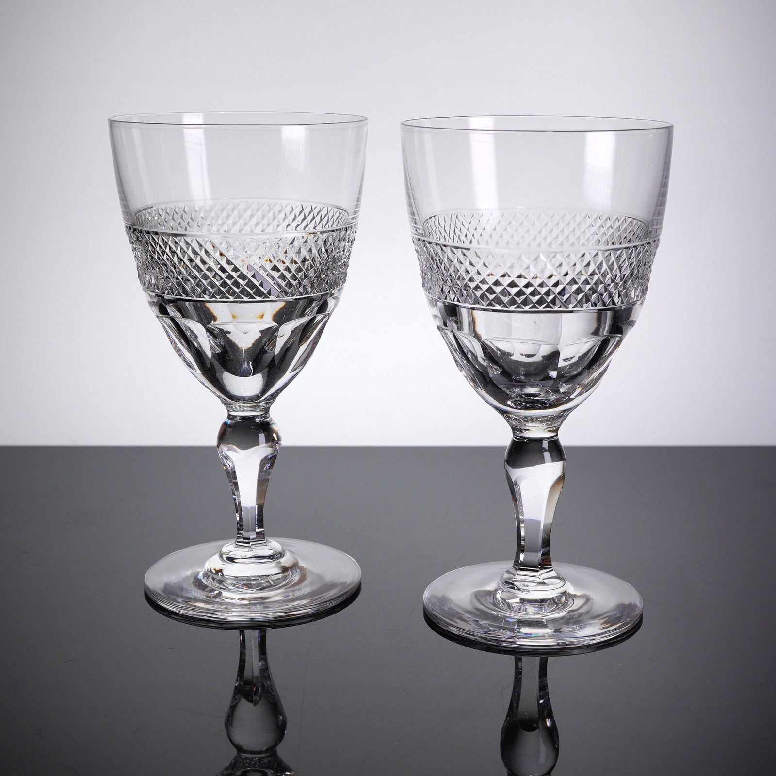 A Pair of Orrefors Sherry Glasses, Rio Patern (1 of 4)