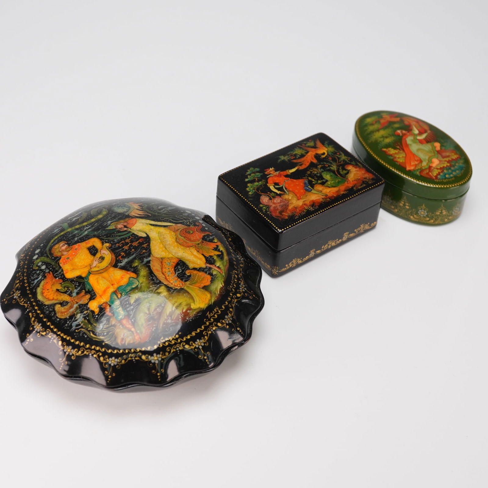 Three Palekh Russian Lacquer Boxes (1 of 5)