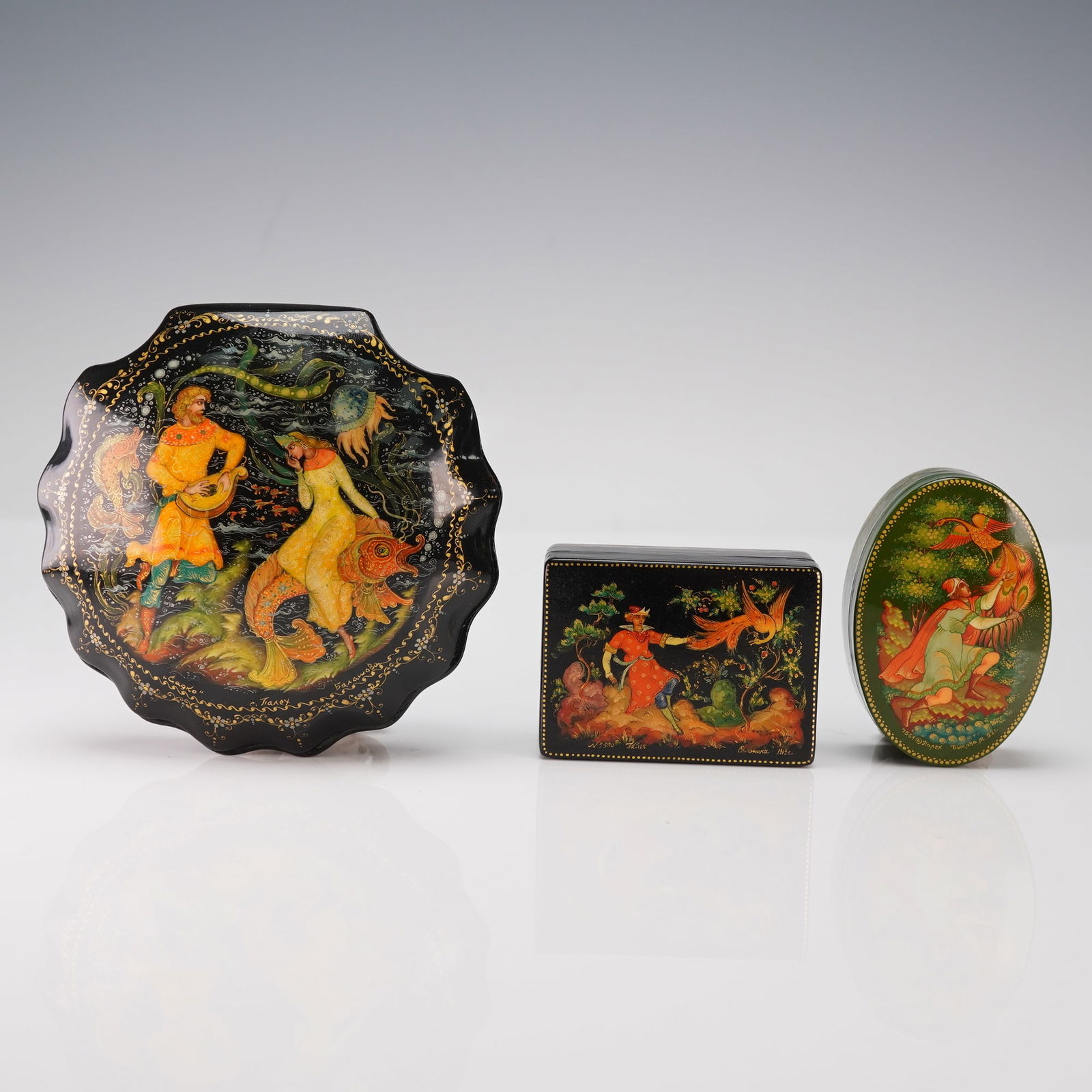 Three Palekh Russian Lacquer Boxes - 3