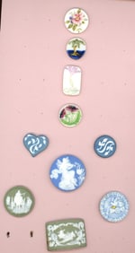 A small card of assorted ceramic buttons