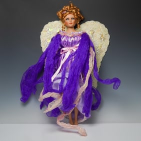 Seymour Mann Porcelain Angel Doll, Lavender Gown