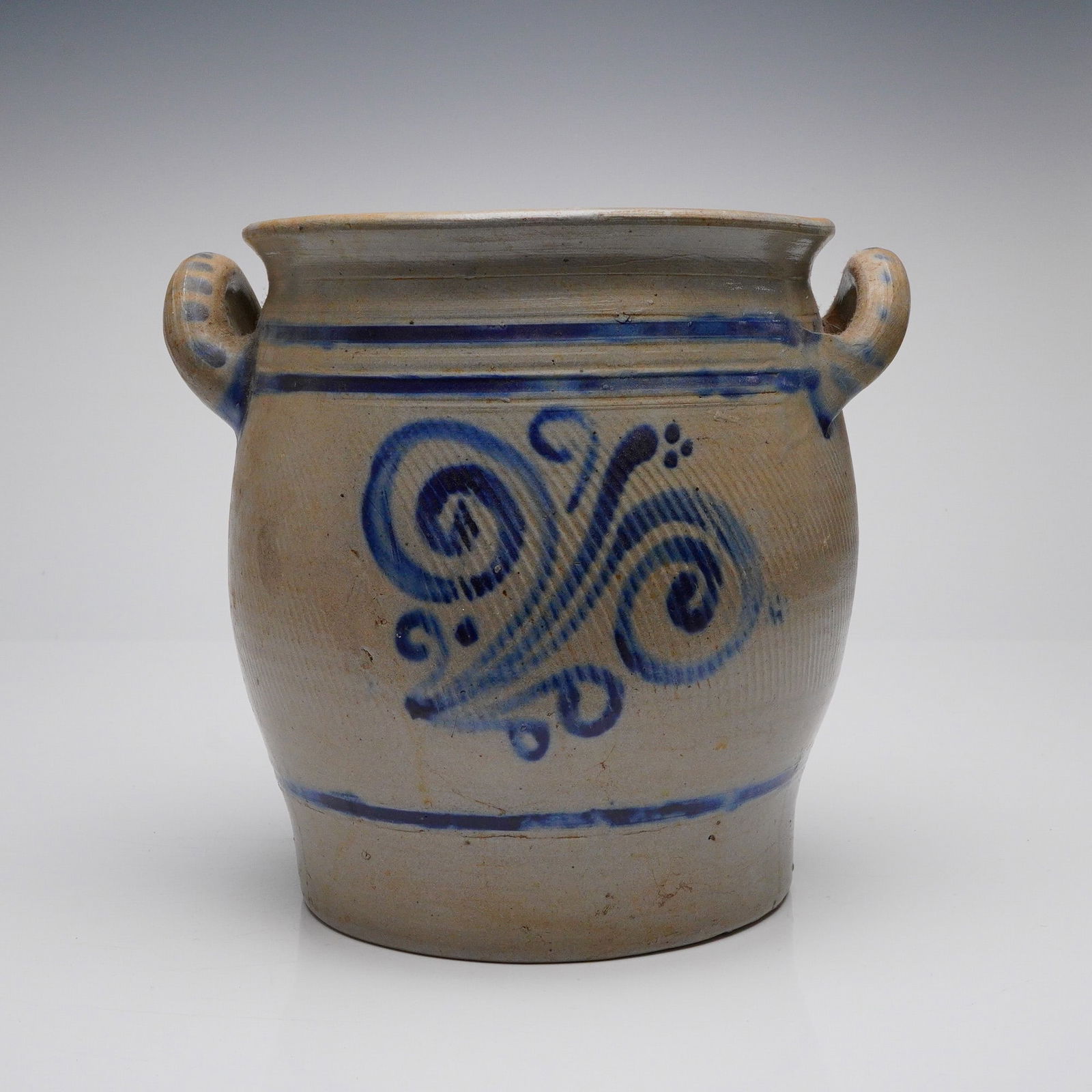 Westerwald-Style Salt-Glazed Stoneware Cobalt Blue Handled Crock (1 of 5)