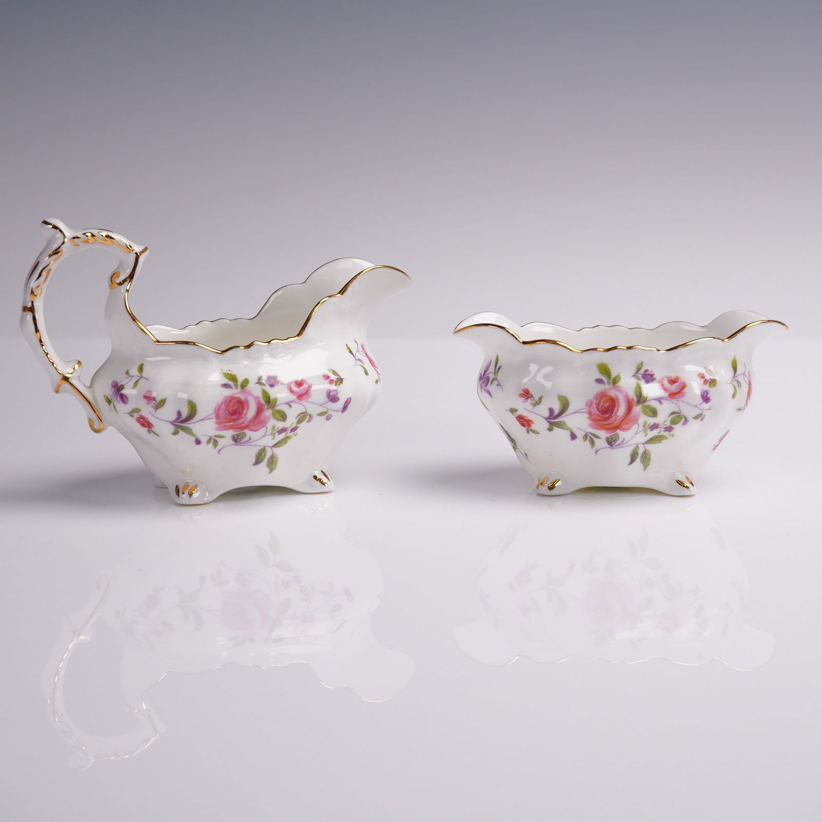 2pc Hammersley Creamer and Sugar Bowl, Floral Pattern (1 of 5)