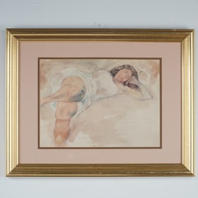Raphael Soyer, Lithograph on Paper, Reclining Woman