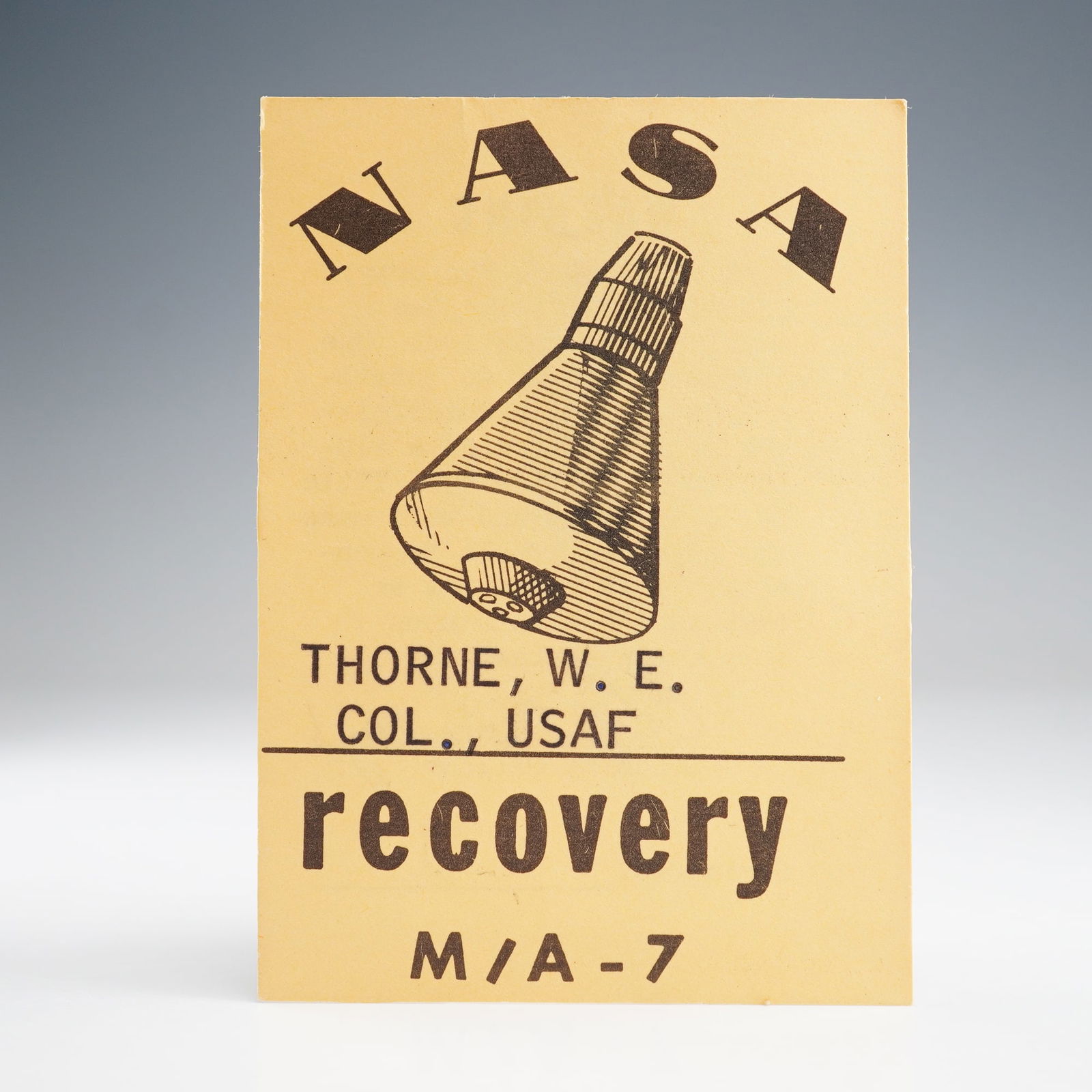 NASA Mercury-Atlas 7 (MA-7) Recovery Identification Badge (1 of 2)