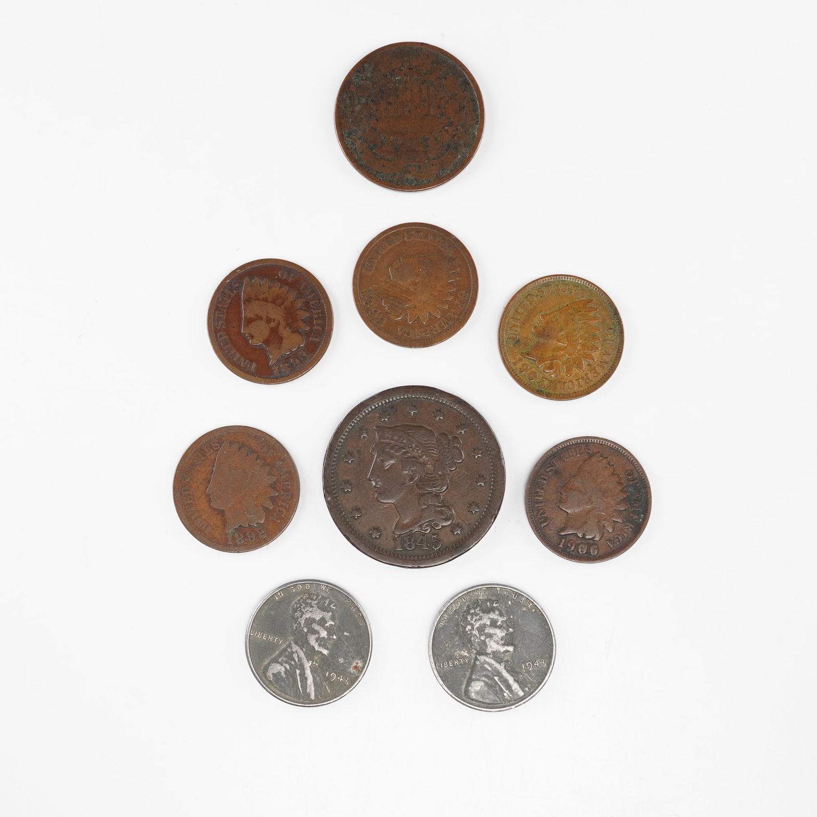 9pc US Cent Collection incl Braided Hair & Indian Cents (1 of 2)