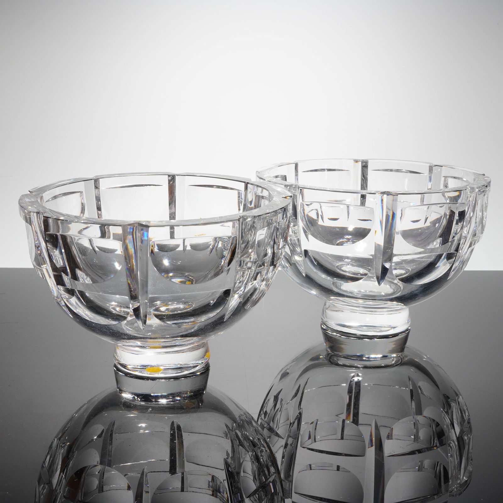 Pair of Orrefors Thousand Windows Crystal Bowls, Designed by Simon Gate (1 of 4)