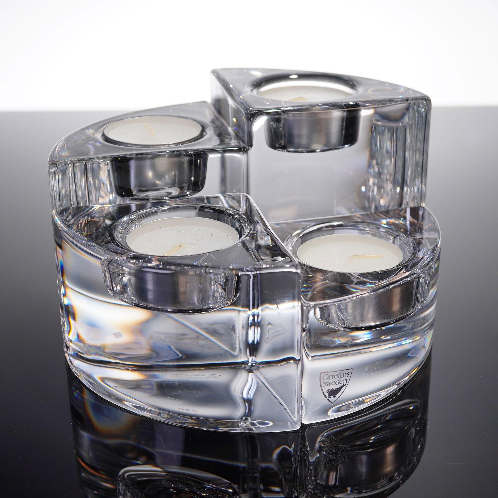 Set of Four Orrefors Sweden Crystal Votive Candle Holders (1 of 4)