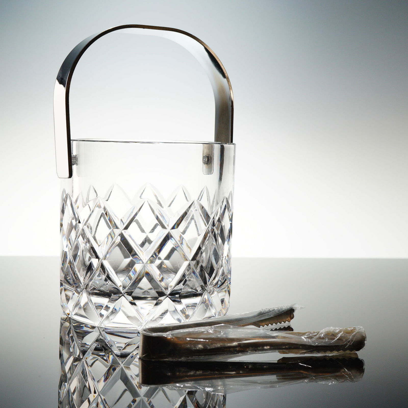 Orrefors Crystal Ice Bucket with Tongs (1 of 3)
