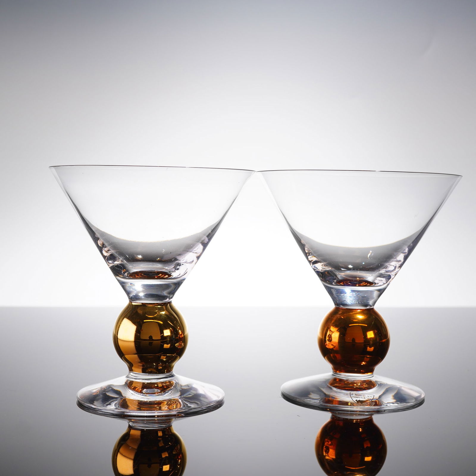 A Pair of Orrefors Nobel Crystal Martini Glasses (1 of 4)