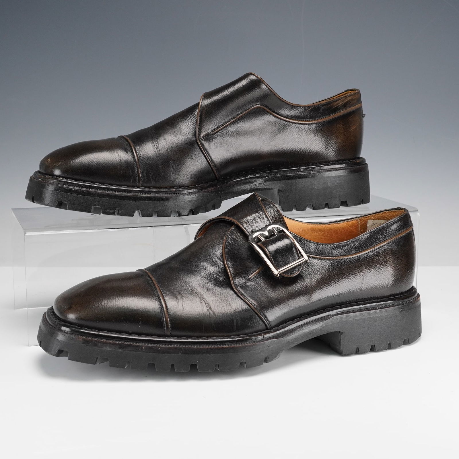 Bally Men's Monk Strap Shoes, Black Leather (1 of 5)