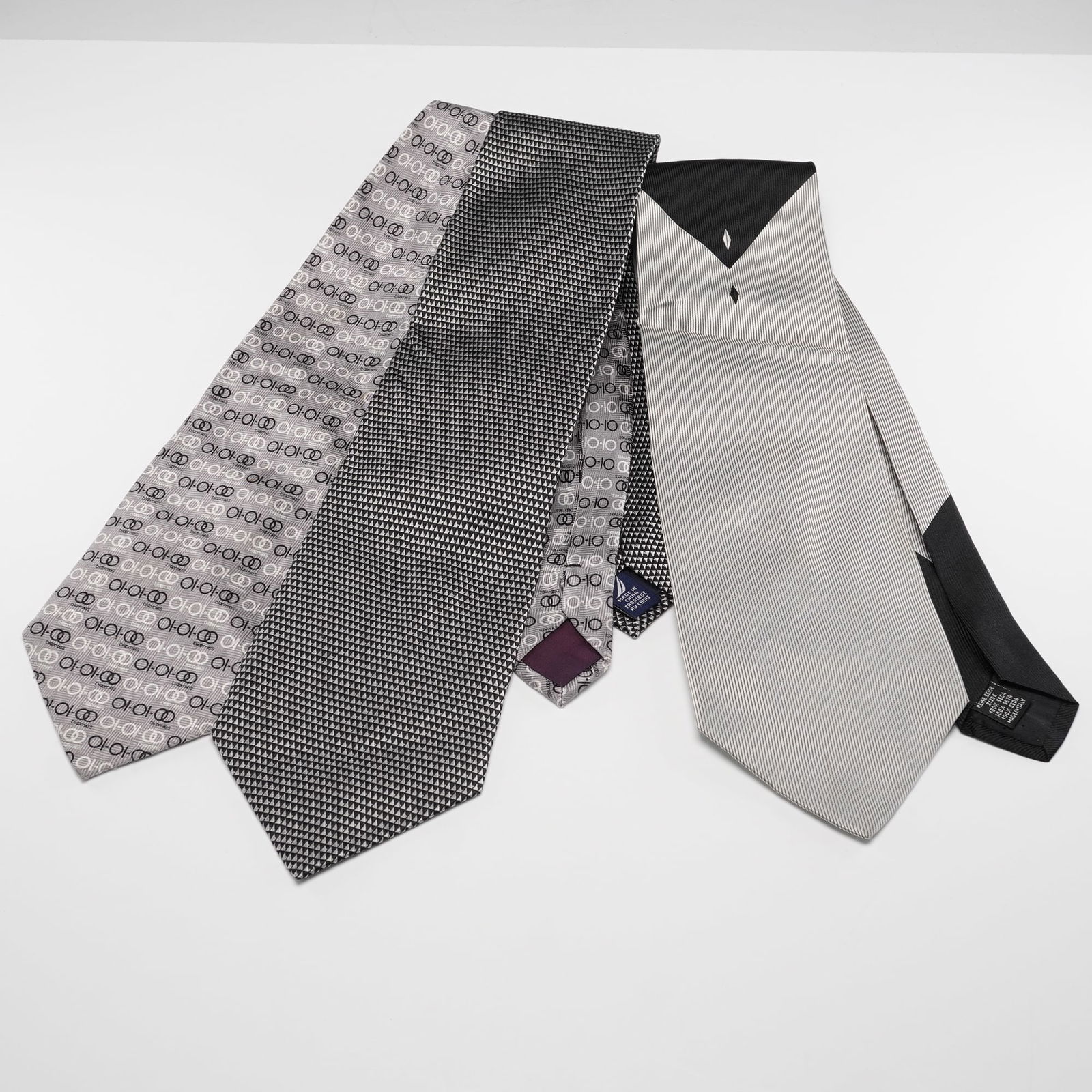 3pc Bloomies, Bernini, and Nautica Black and White Neck Ties (1 of 4)