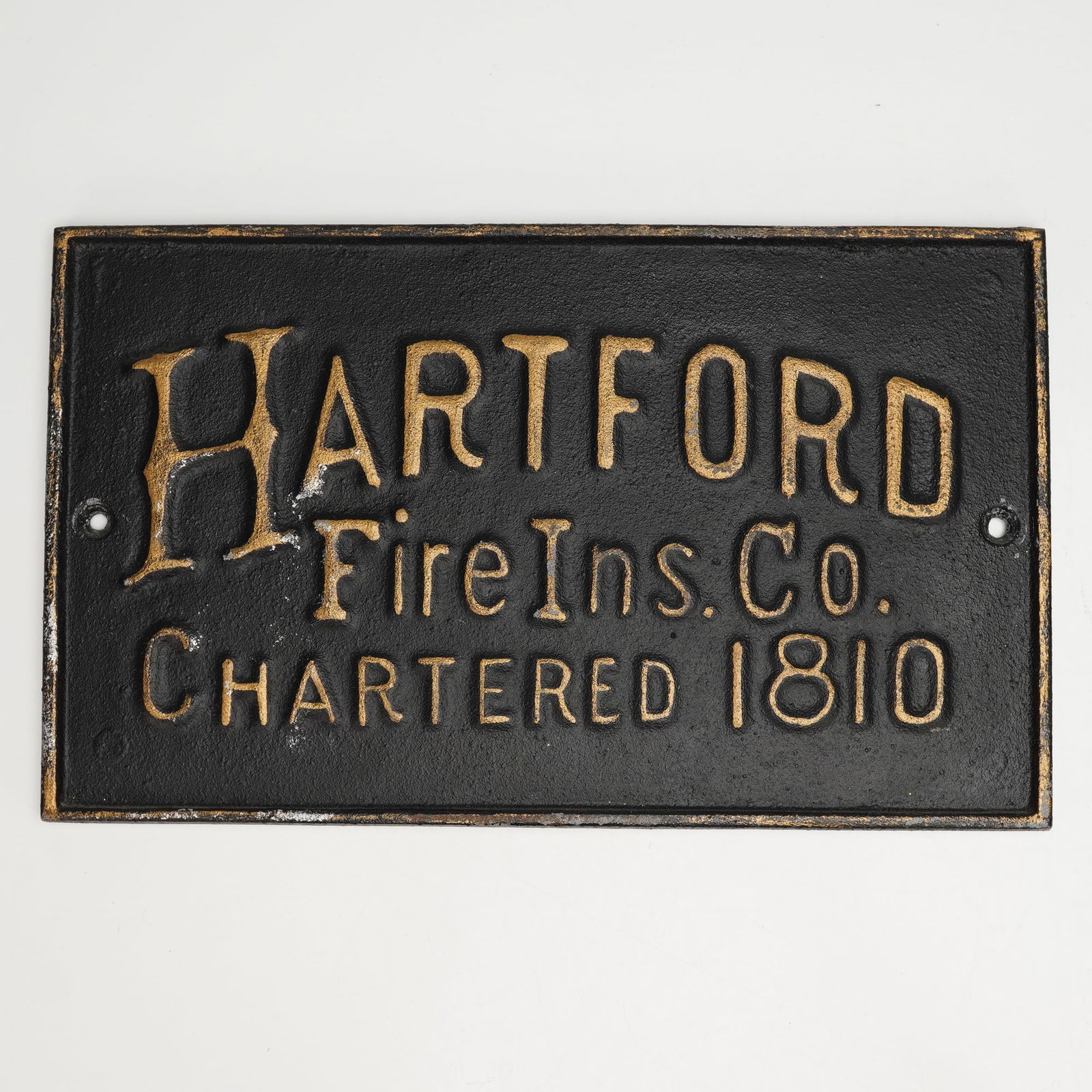 Hartford Fire Ins. Co. Chartered 1810 Cast Iron Trade Plaque (1 of 3)