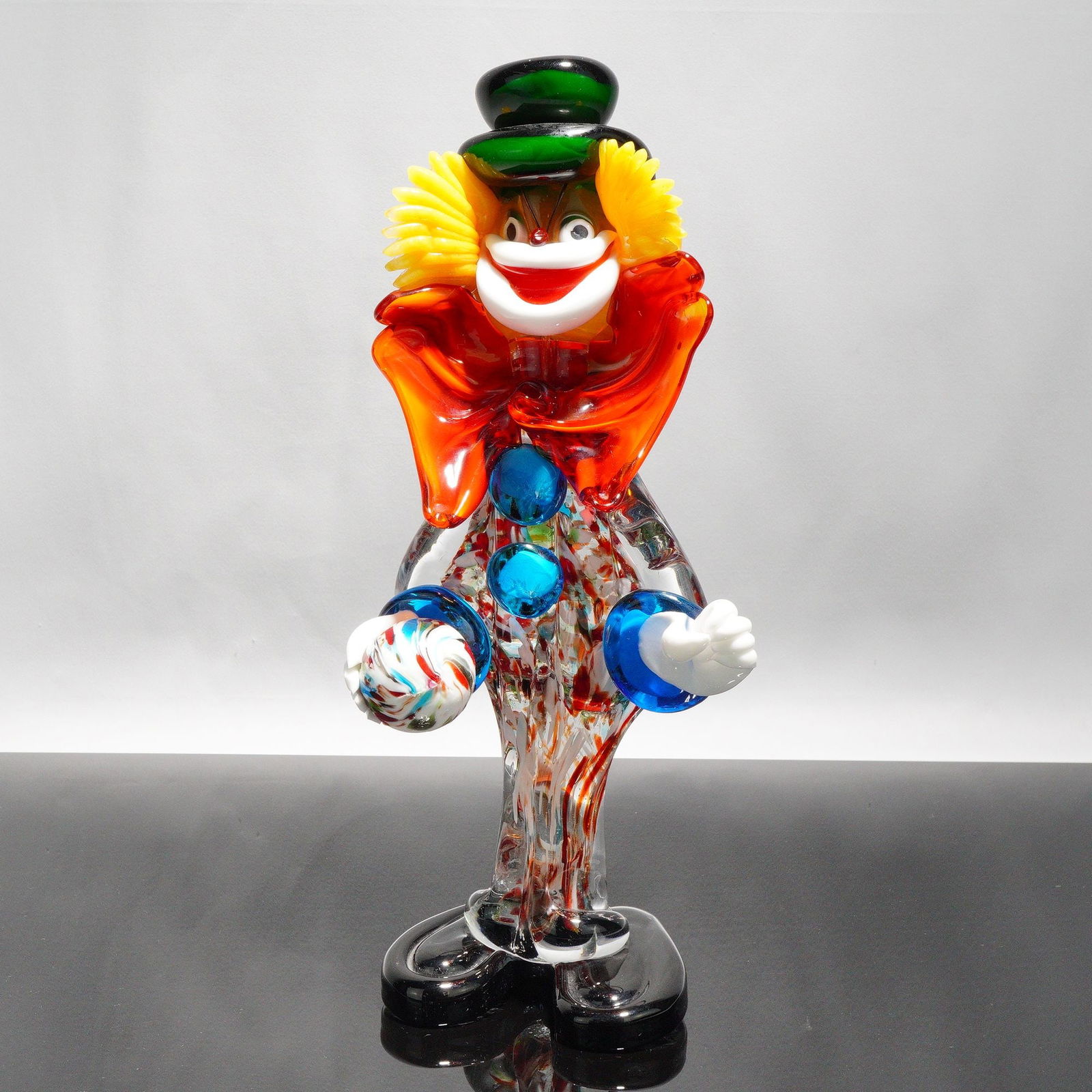Murano Art Glass Clown Figurine, Multi-Colored with Spheres (1 of 5)