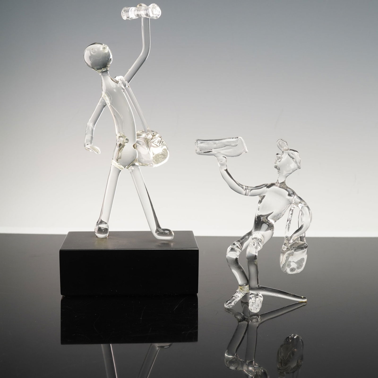 2pc Hand Blown Glass Figurines, Frabel Original Atlanta & Unmarked (1 of 3)