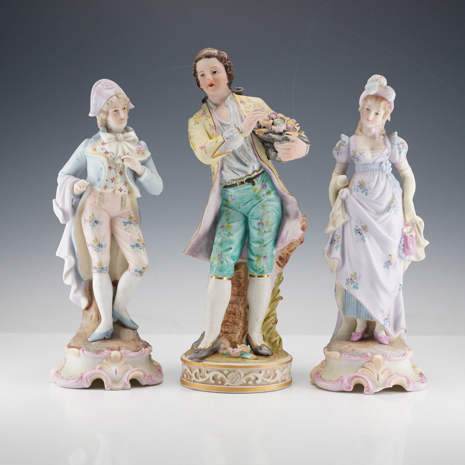 3pc Rococo Style Porcelain Figurines (1 of 3)