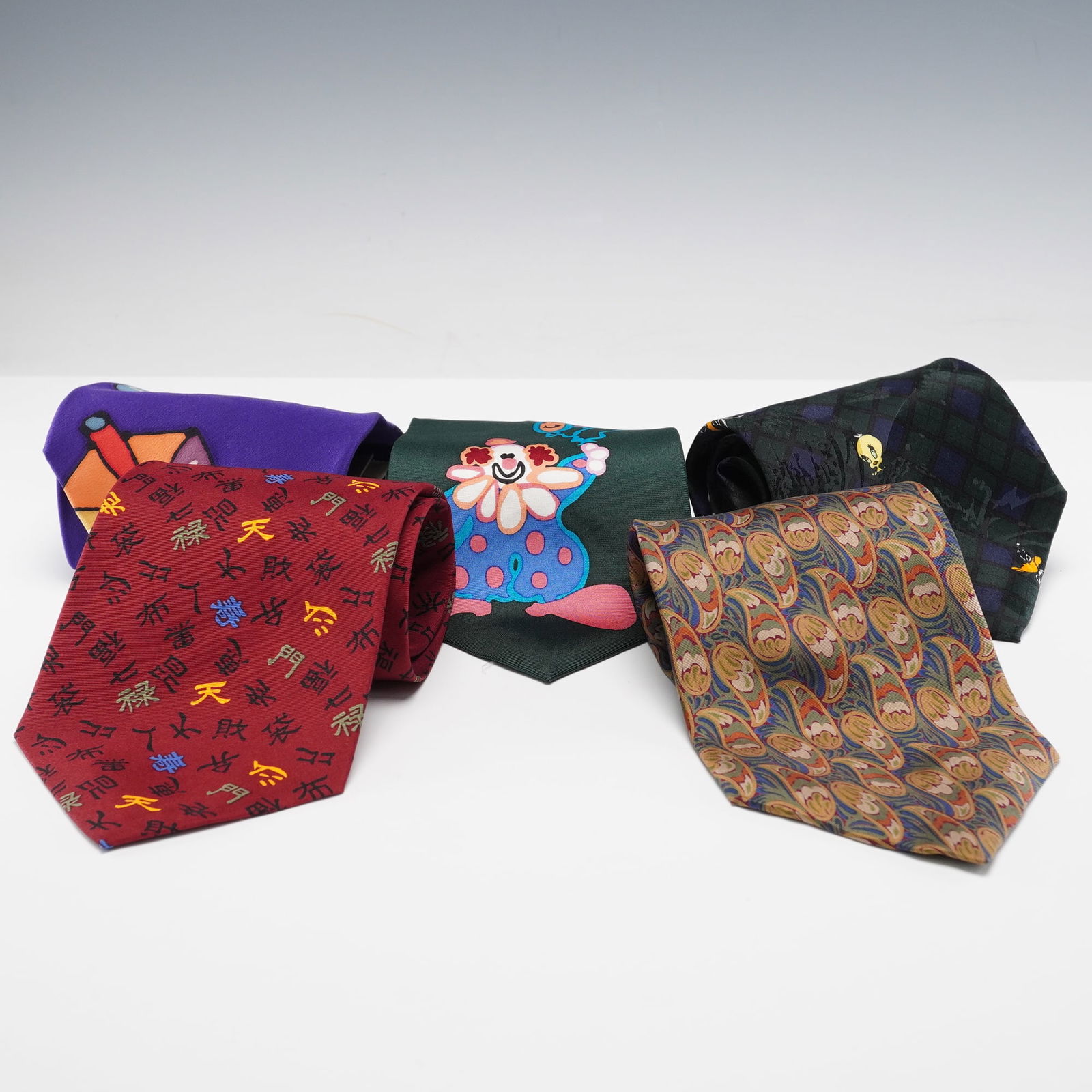 5pc Silk Necktie Collection, Daskal, Dior, Looney Tunes, and More (1 of 4)