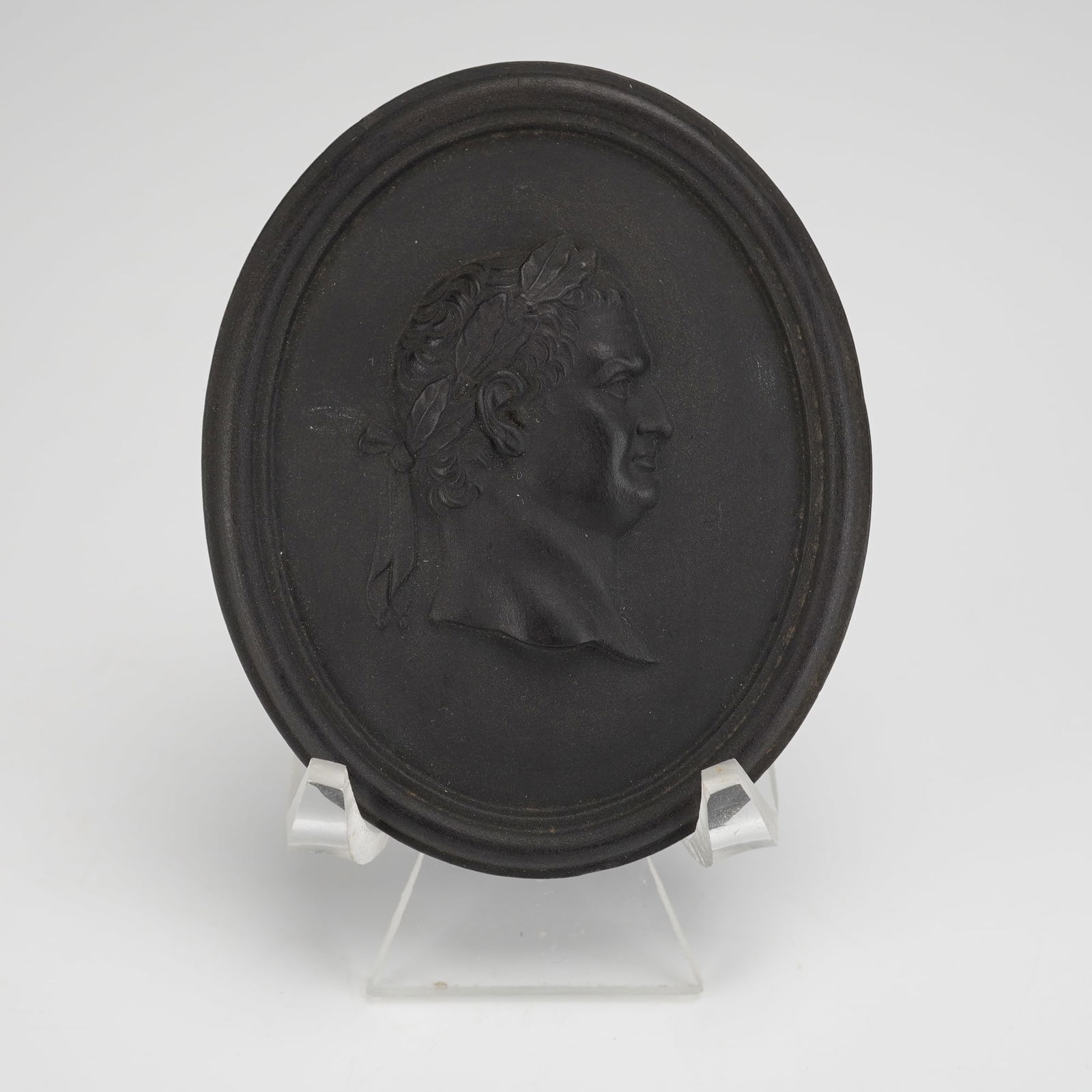Wedgwood Black Basalt Roman Emperor Portrait Medallion (1 of 2)