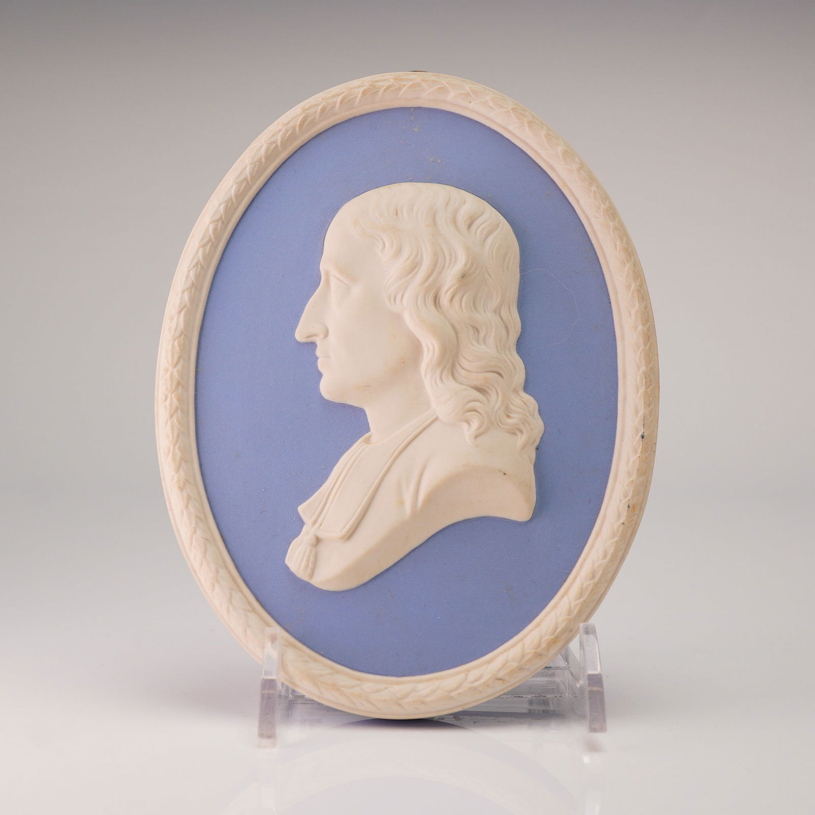 Wedgwood Blue Jasperware Plaque - Milton Oval Portrait (1 of 3)