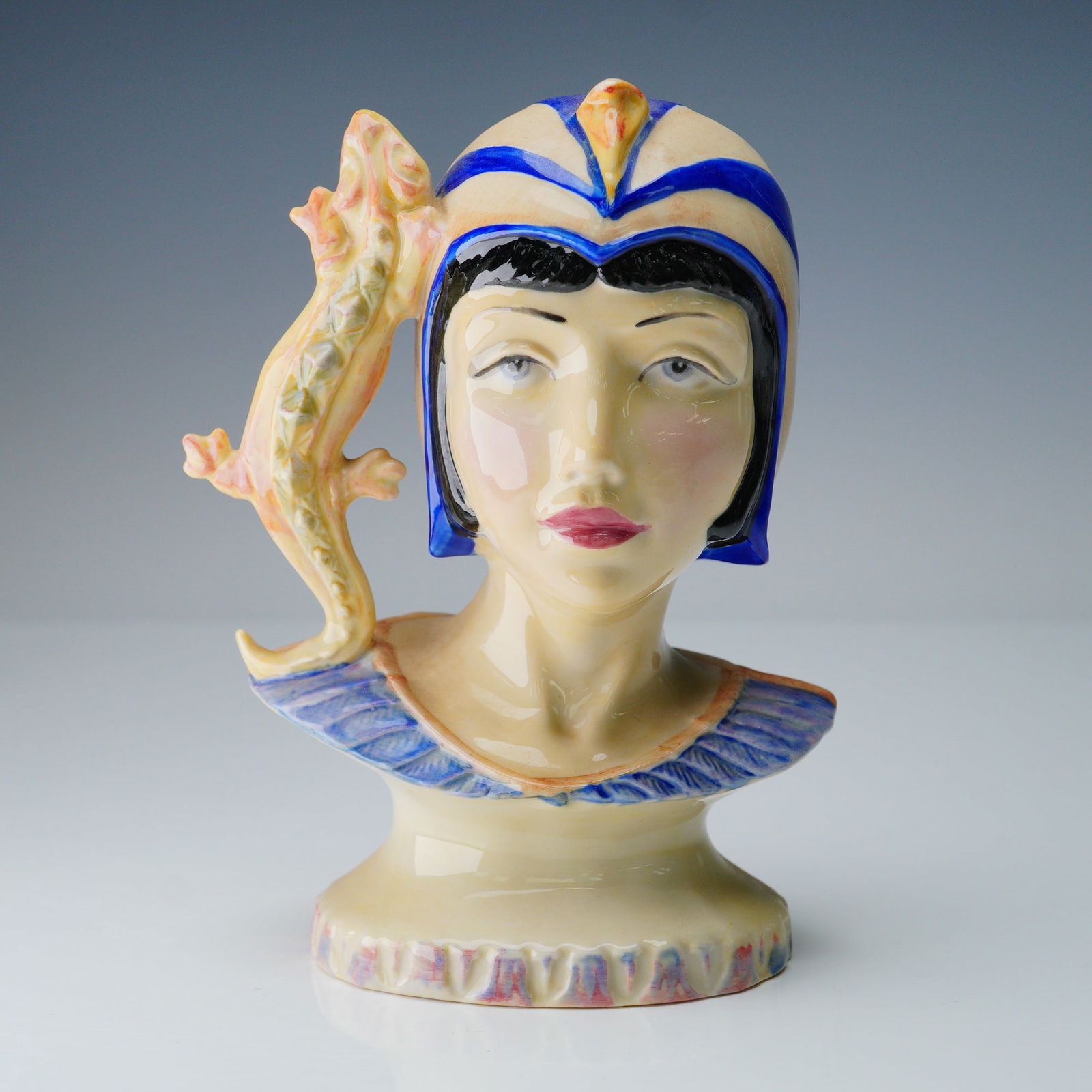 Kevin Francis Bust, Queens of the Nile, Xenobia: Handmade and hand-painted ceramic bust titled Xenobia from the Queens of the Nile collection by Kevin Francis Ceramics. This limited edition figural bust, number 205 of only 350 produced, was modeled