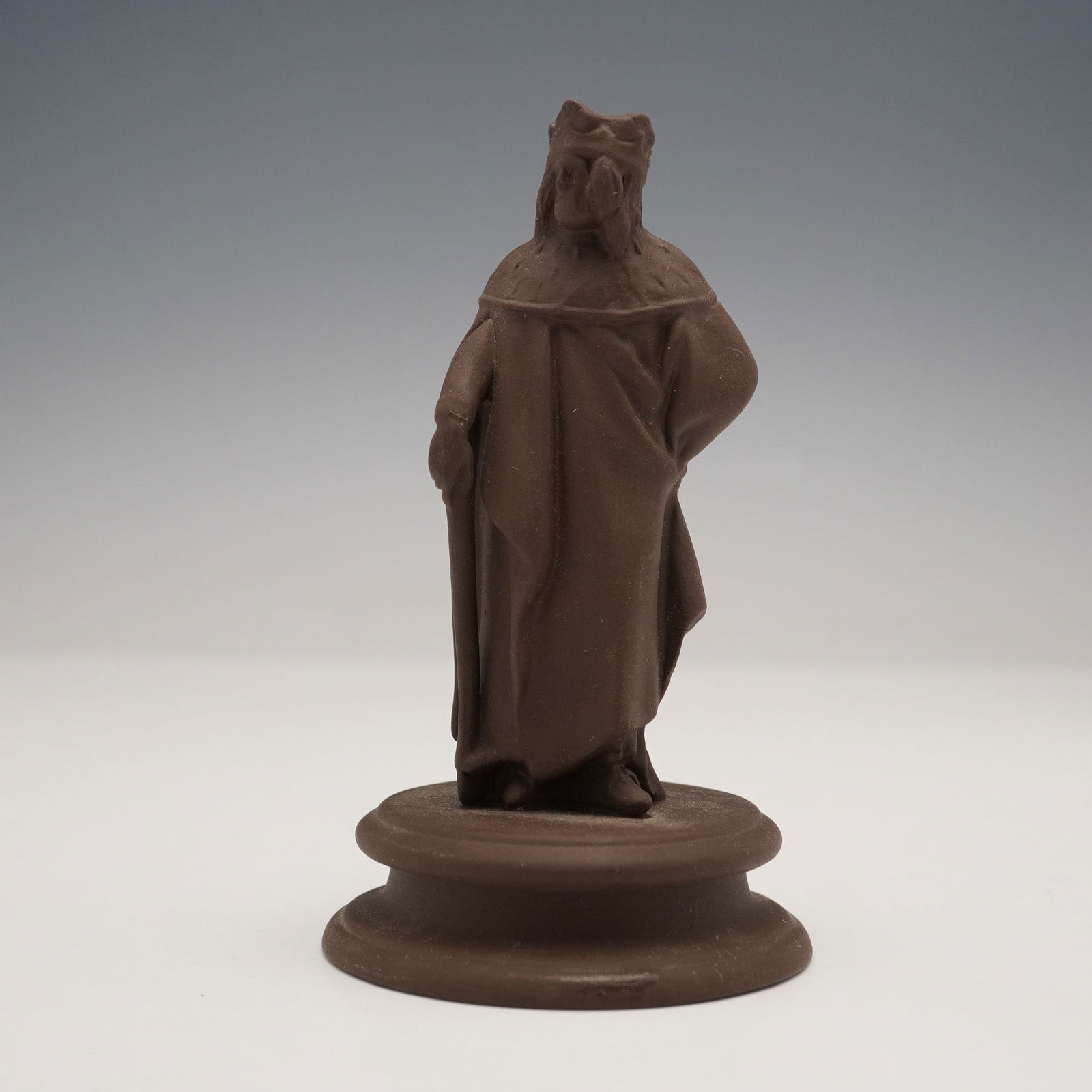 Wedgwood by John Flaxman Brown Jasperware Chess Piece, King (1 of 3)