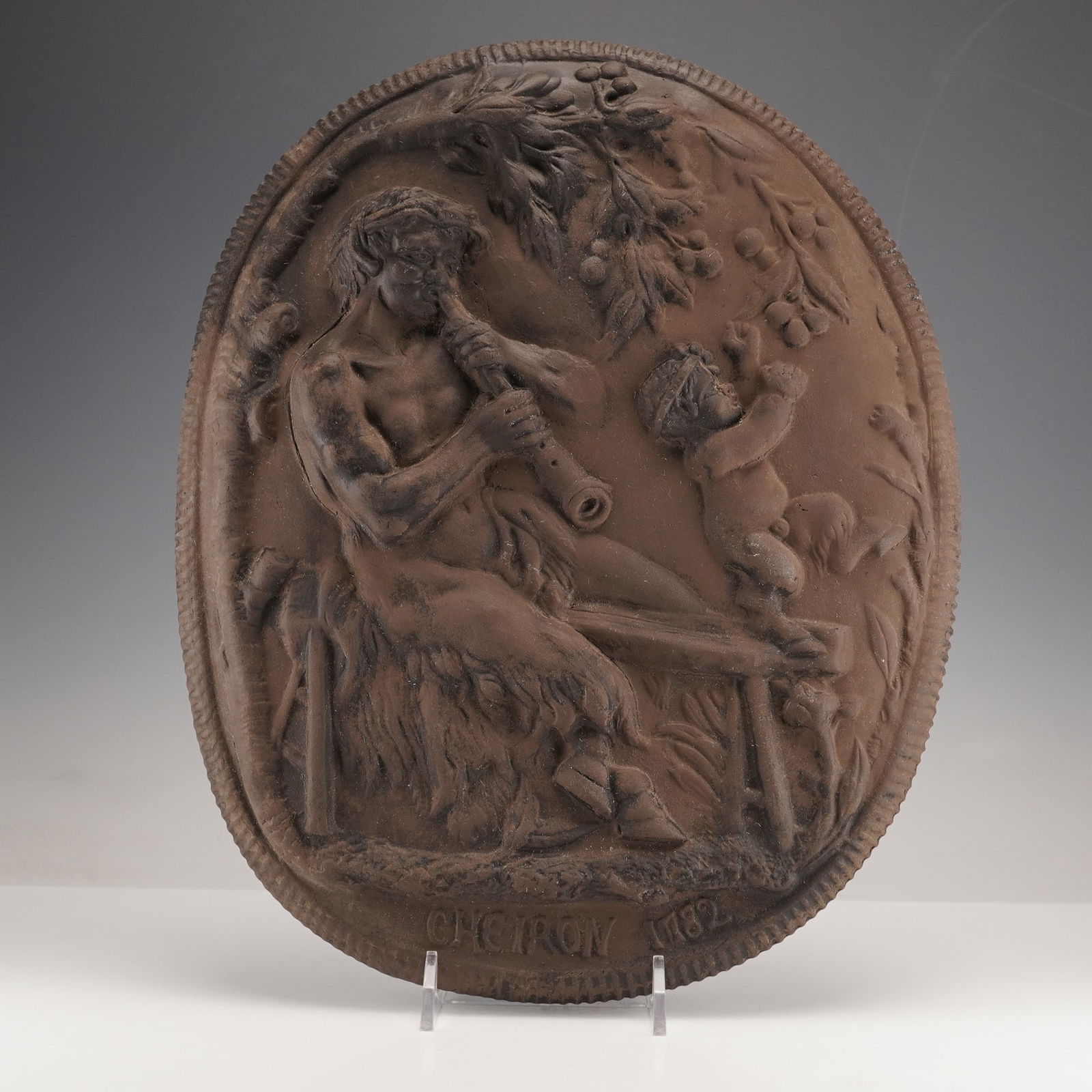 Wedgwood Rosso Antico Relief Plaque After Clodion's Faun Playing The Flute (1 of 5)