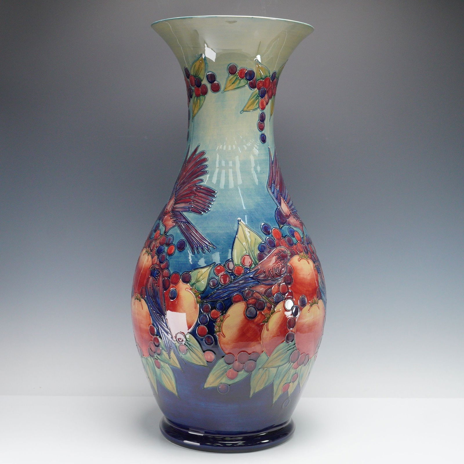 Moorcroft Pottery by Sally Tuffin Vase, Finches (1 of 3)