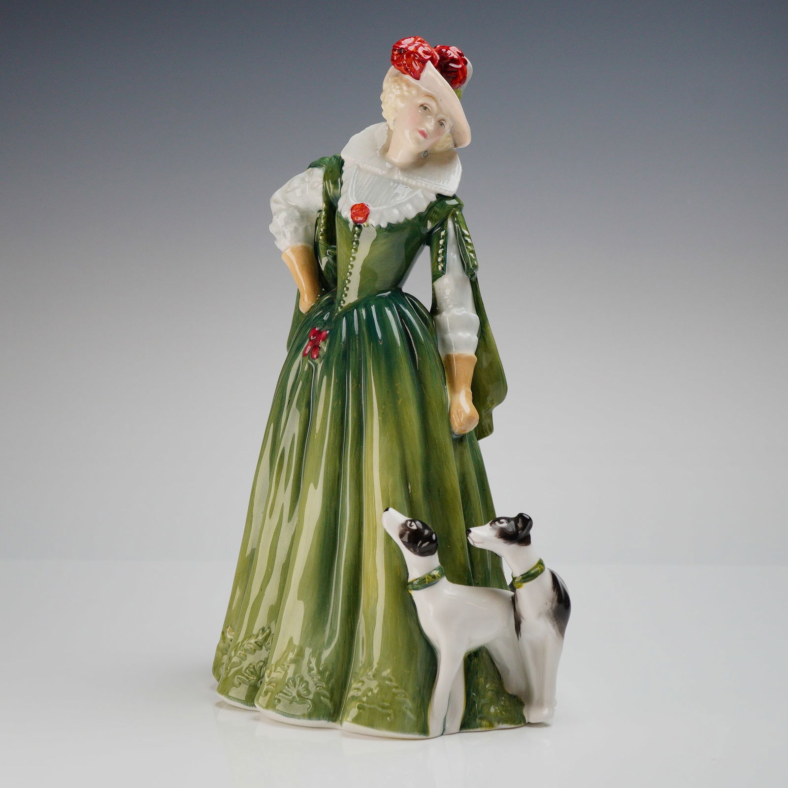 Royal Doulton Anne of Denmark HN4265 Bone China Figurine: A single bone china figurine group manufactured by Royal Doulton, titled Anne of Denmark, model number HN 4265, part of the Stuart Ladies series. The figure depicts Anne of Denmark, Queen Consort to