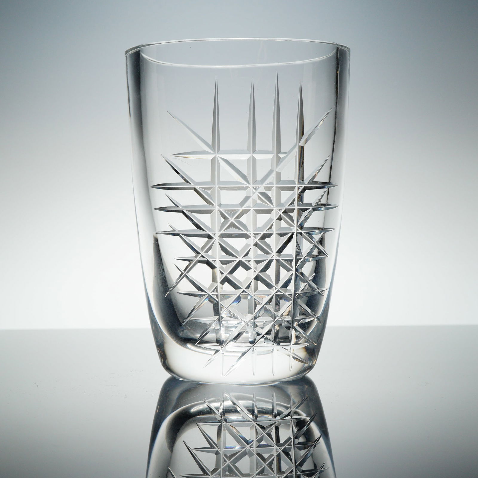 Orrefors Crystal Vase with Brilliant Geometric Cutting (1 of 3)