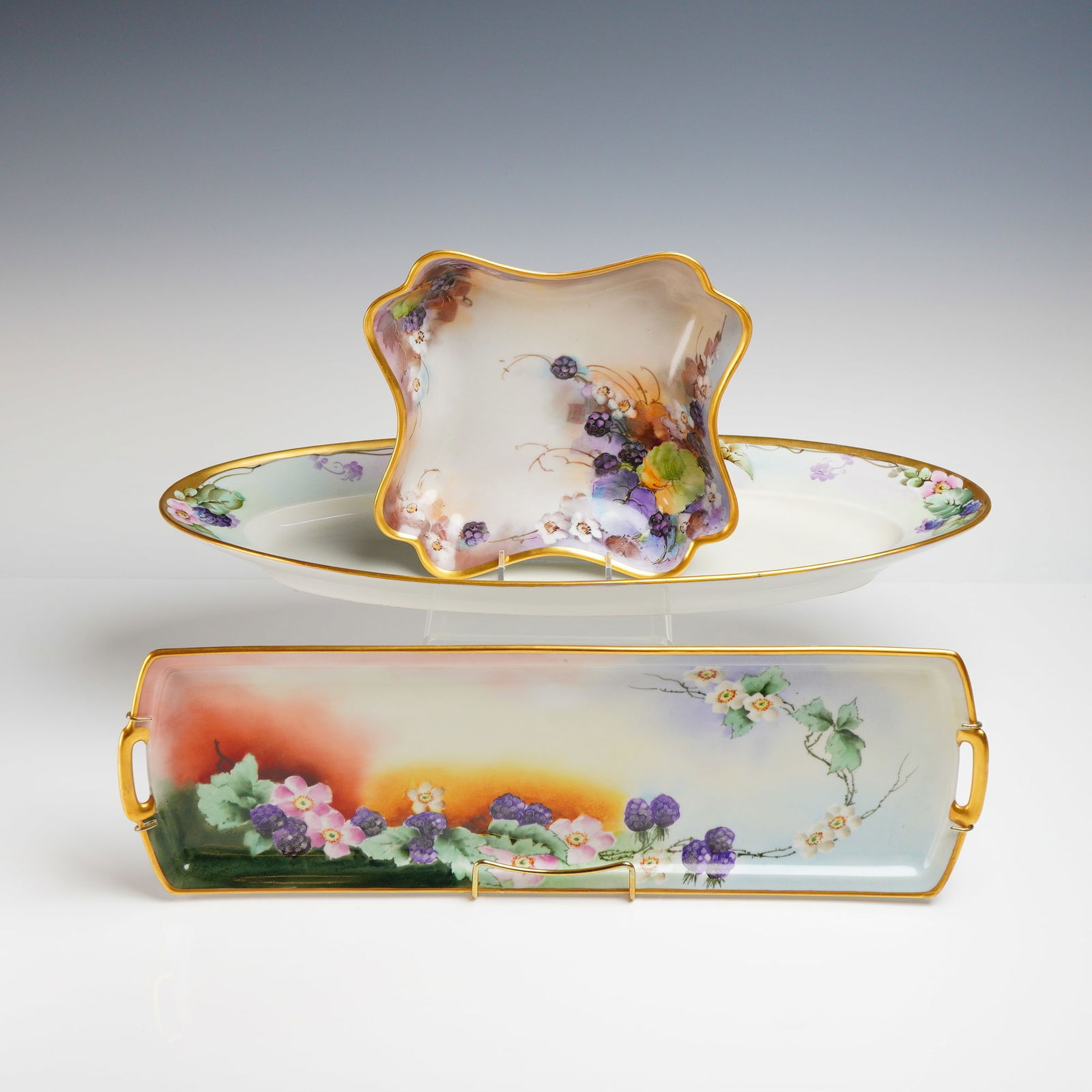 3pc Limoges France and M Z Austria Hand-Painted Porcelain Serving Dishes (1 of 6)