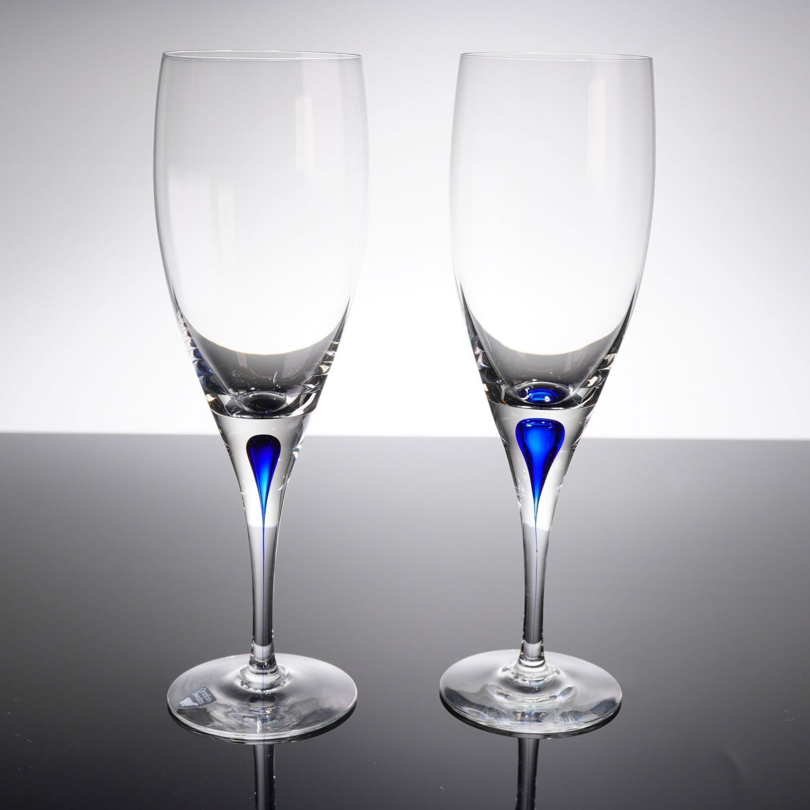 A Pair of Orrefors Intermezzo Blue Champagne Flutes (1 of 4)
