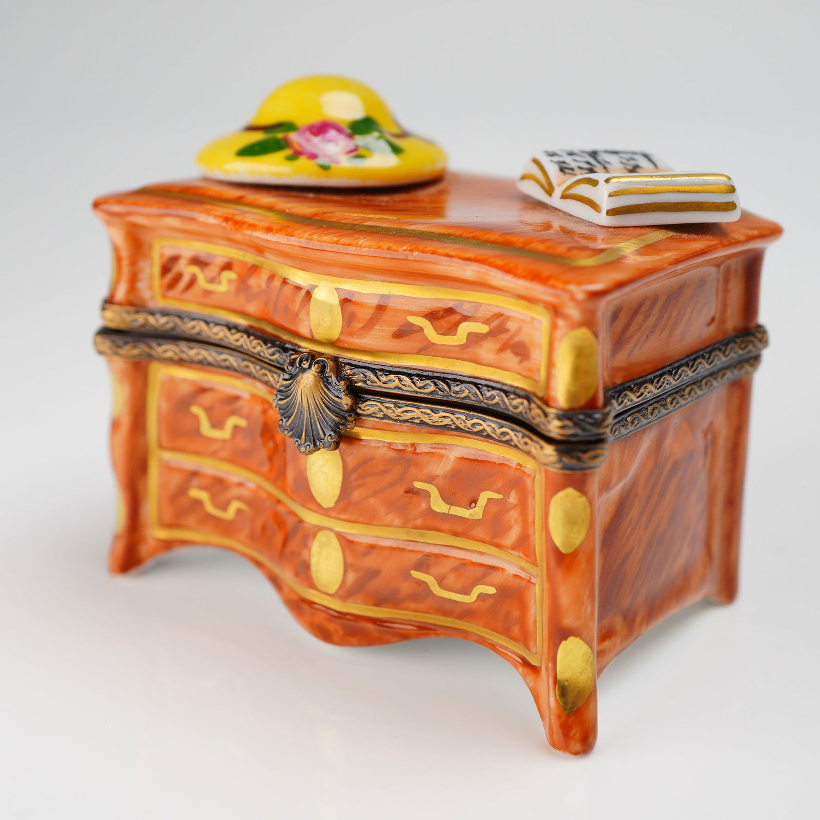 Limoges France Porcelain Keepsake Box, Dresser with Hat and Music Book (1 of 4)