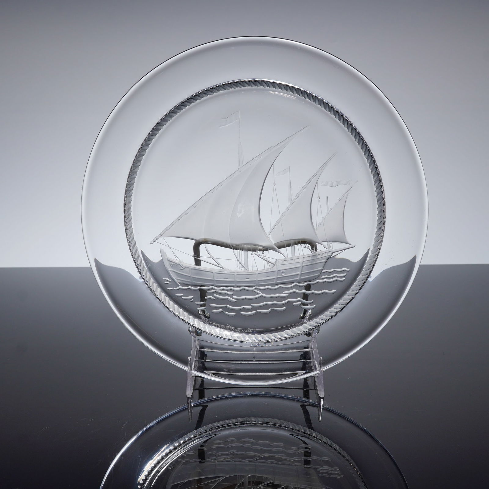 Lalique Crystal Sailing Ship Collector's Plate (1 of 4)
