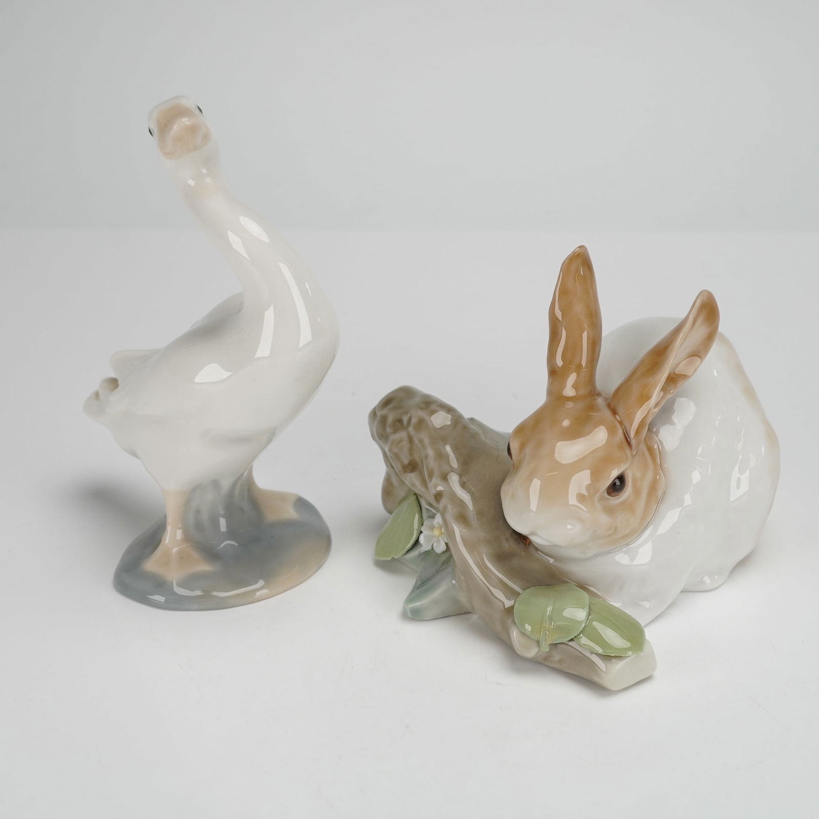 2pc Lladro Porcelain Rabbit Eating and Little Duck Figurines (1 of 3)