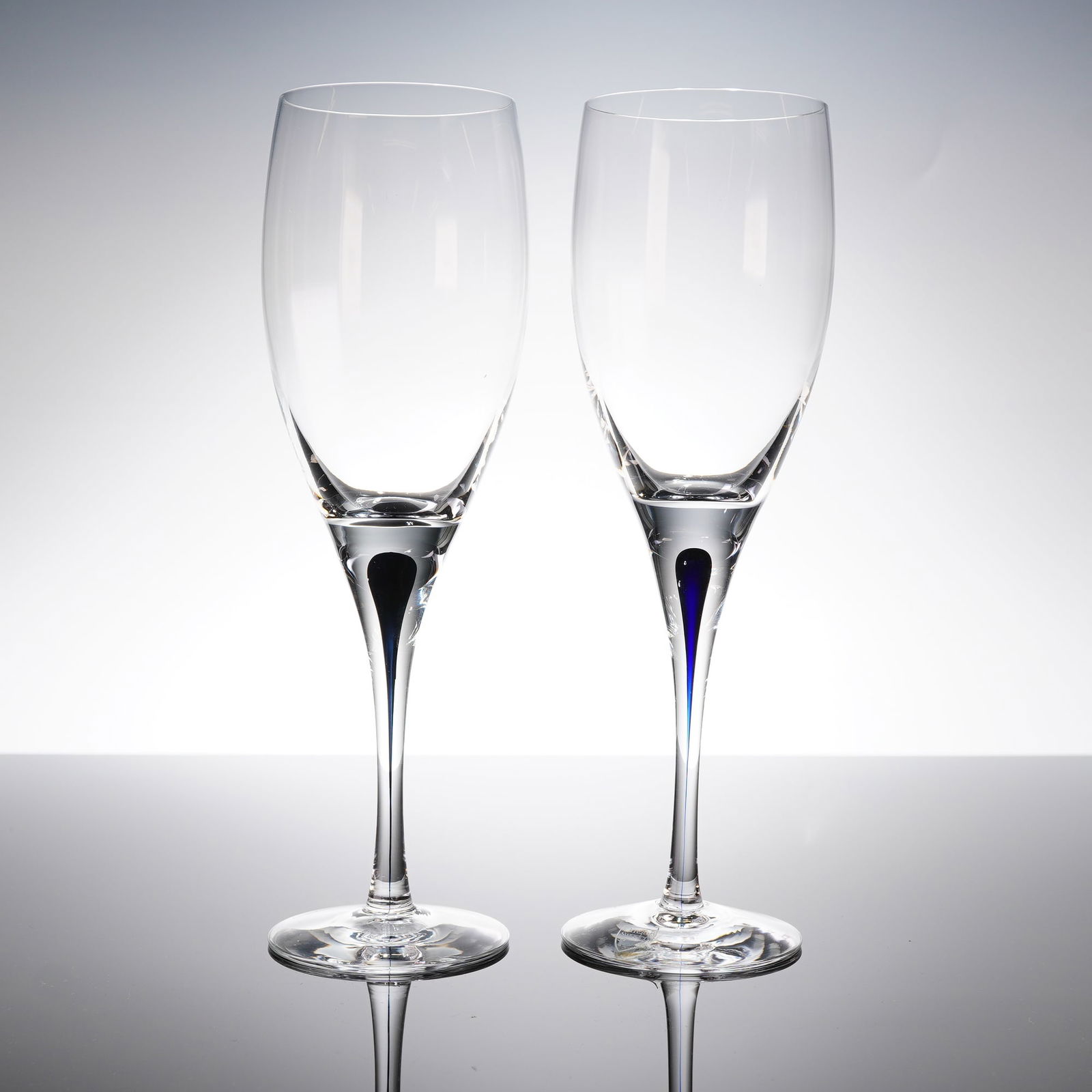 A Pair of Orrefors Intermezzo Blue Champagne Flutes (1 of 5)