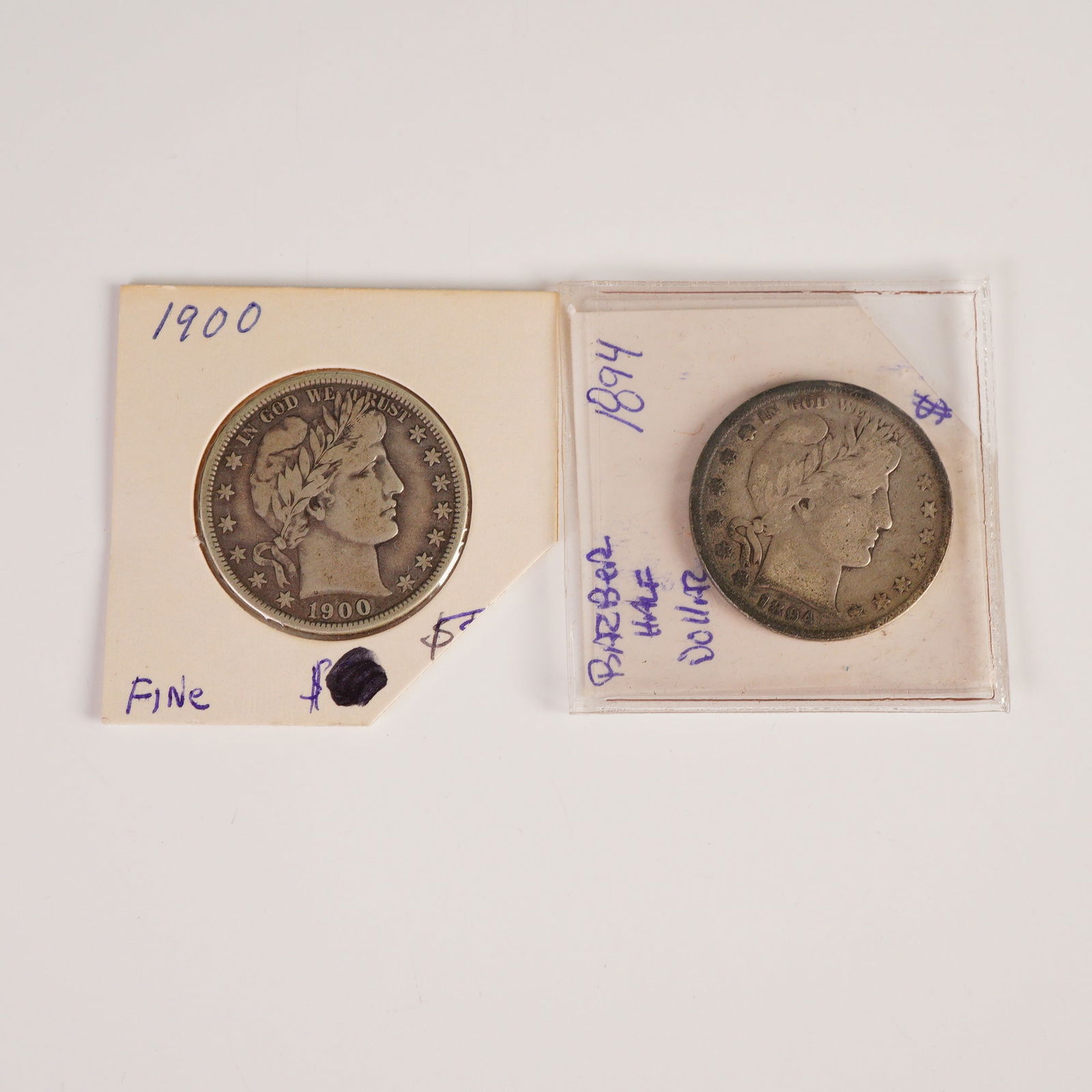 2pc 1894 and 1900 Barber Half Dollar Coins (1 of 4)