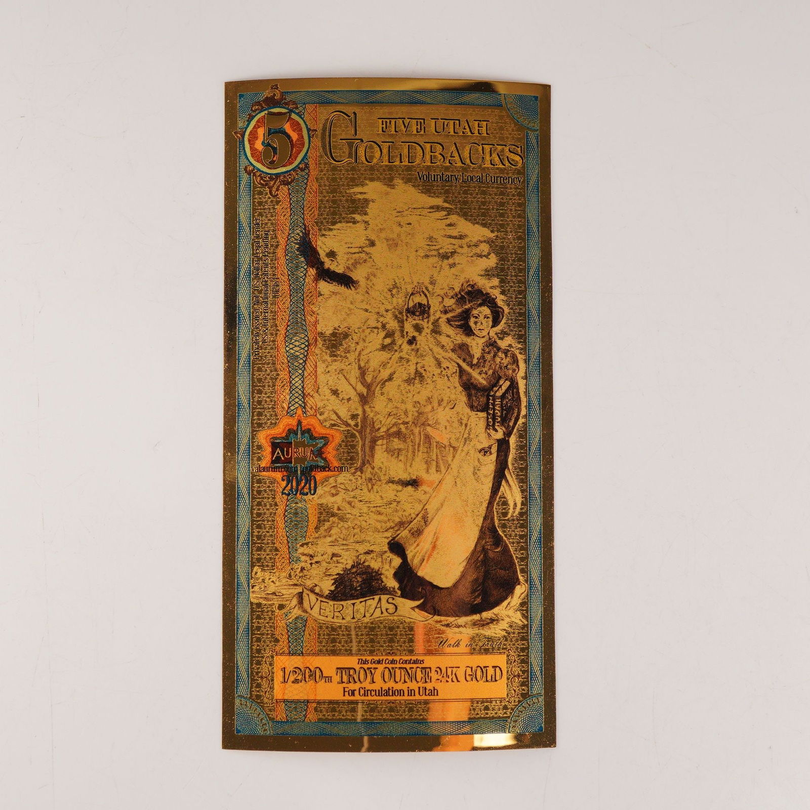 2020 Five (5) Utah Goldbacks - Aurum Gold Foil Note (24K) (1 of 2)