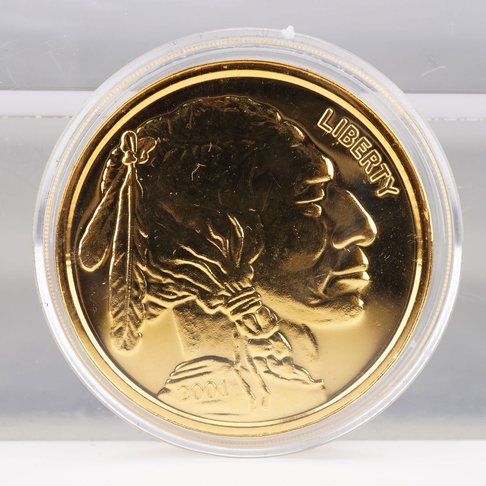 2001 Gold Layered One Ounce Silver Buffalo Tribute Round (1 of 3)