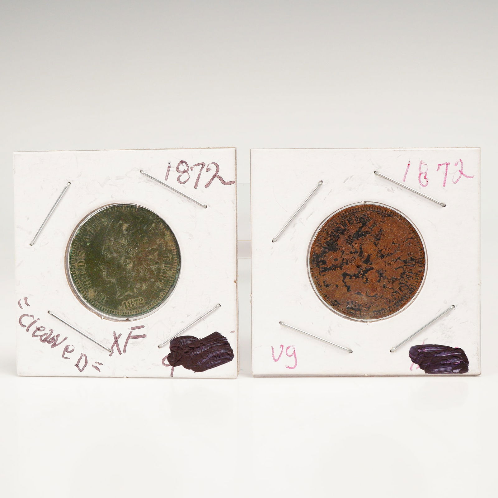 2pc 1872 U.S. Indian Head One Cent Coins (1 of 6)