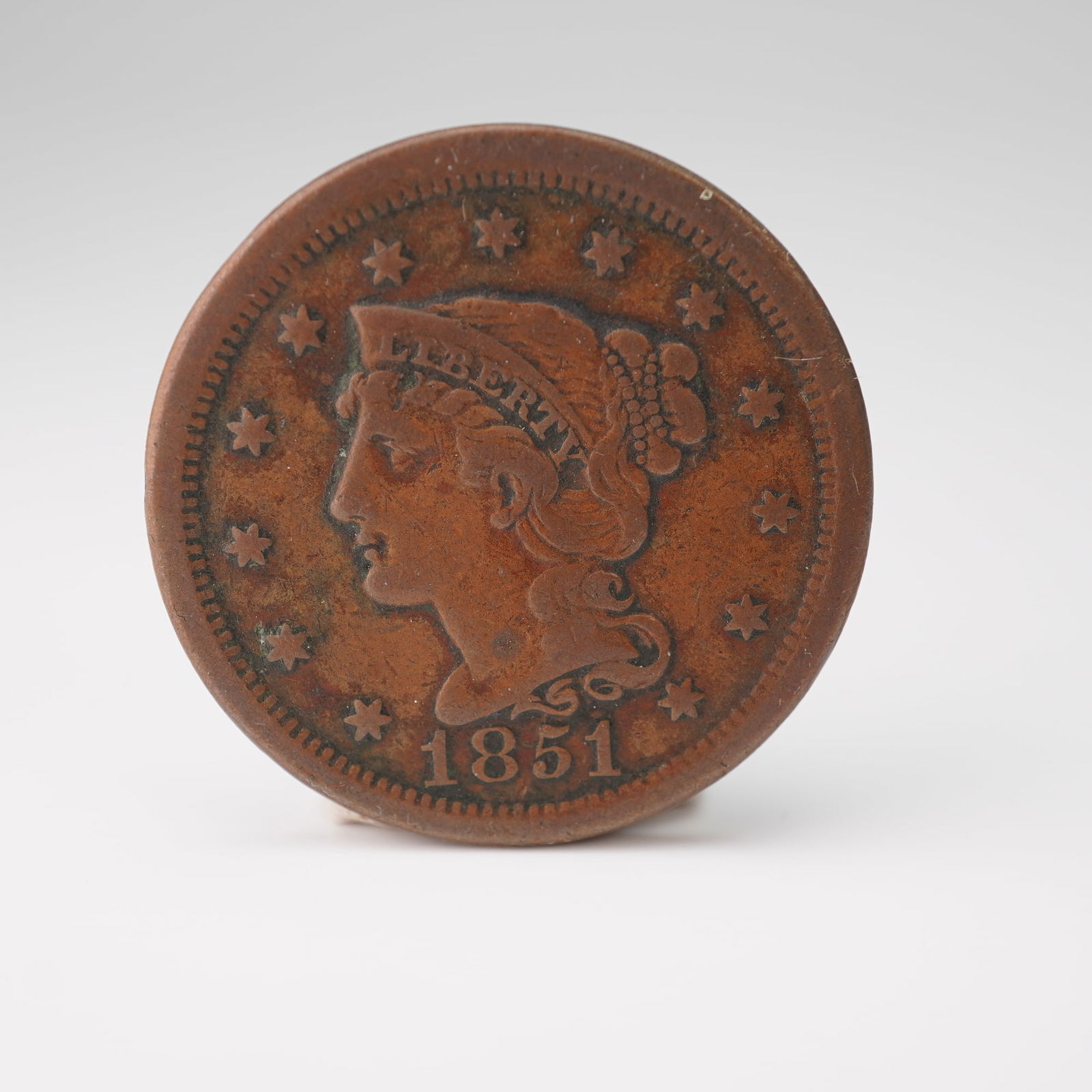 1851 Liberty Head Type 1 Young Head 1 Cent Coin (1 of 2)