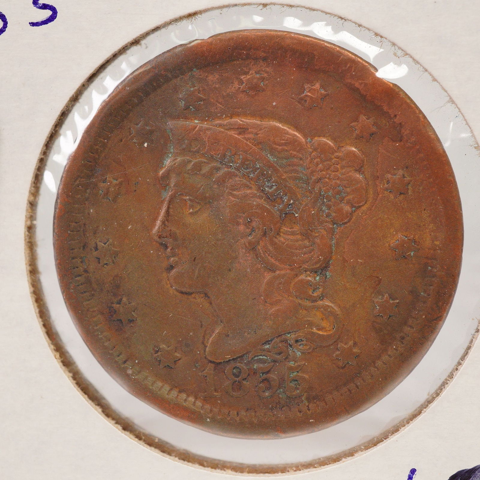 1855 United States Liberty Head Braided Hair One Cent Coin (1 of 3)