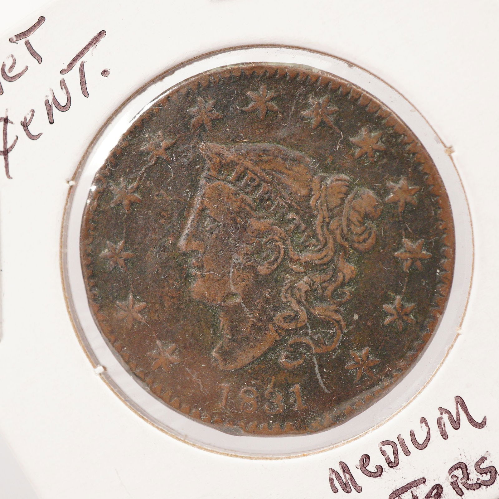 1831 U.S. Coronet Head Large One Cent Medium Letters Coin (1 of 3)