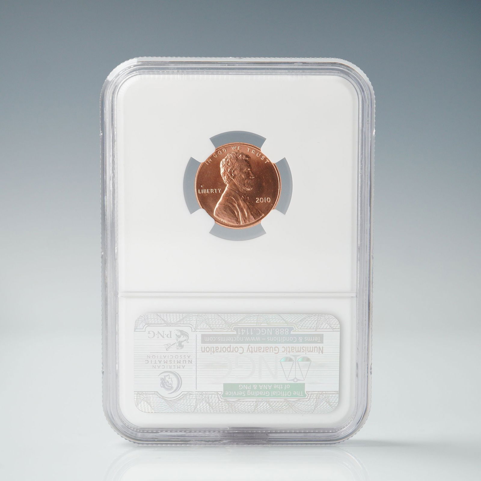 2010 Lincoln Cent First Day Ceremony NGC Graded Brilliant Uncirculated: A 2010 Lincoln Cent featuring the Union Shield reverse design, certified by the Numismatic Guaranty Corporation (NGC) as Brilliant Uncirculated and designated "First Day Ceremony." This issue marks th