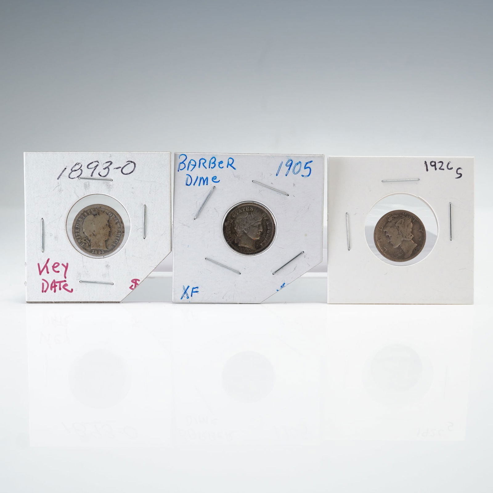 3pc 1893-O Barber & 1926-S Mercury Dimes (1 of 6)