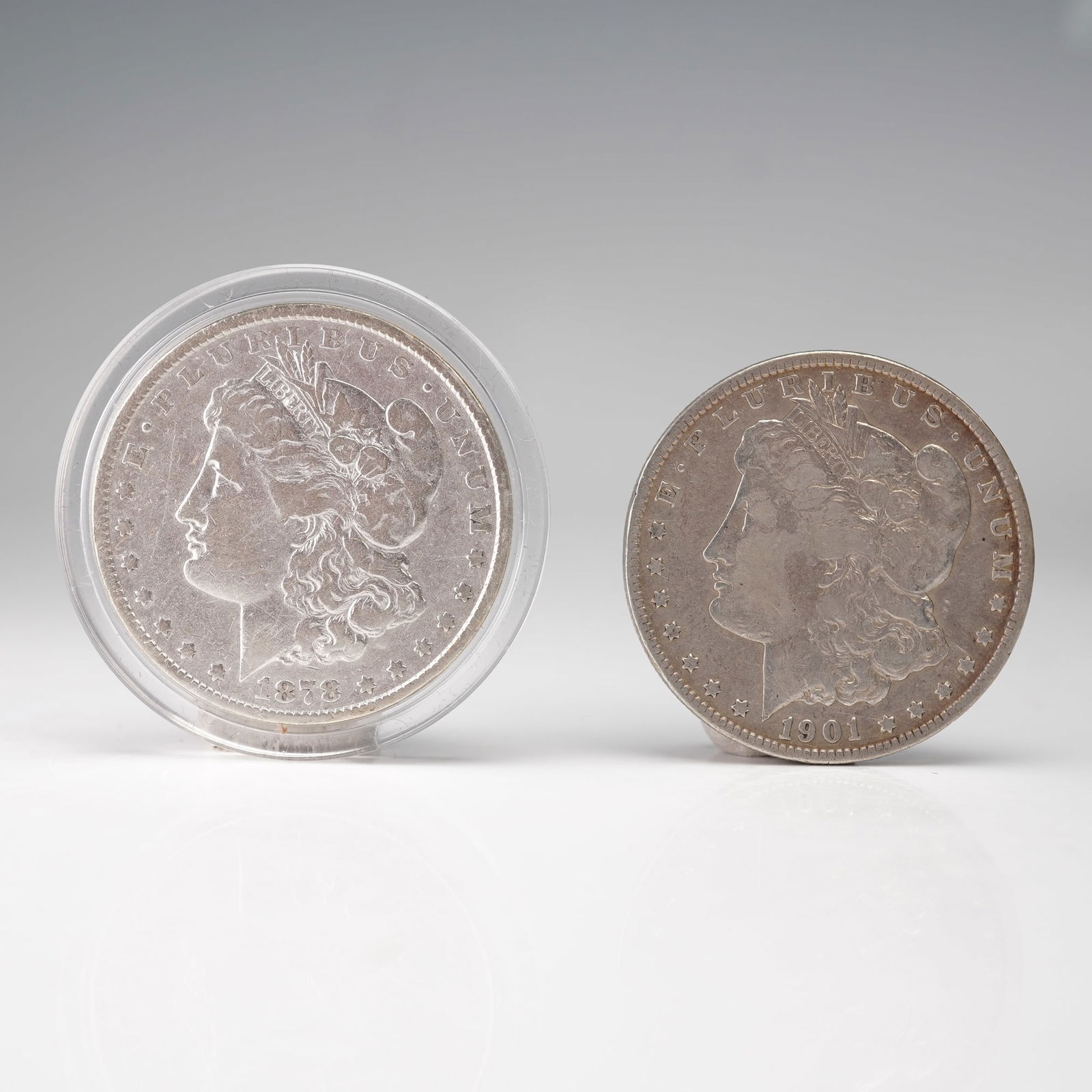 1878 and 1901-O Morgan Silver Dollar Coins (1 of 2)