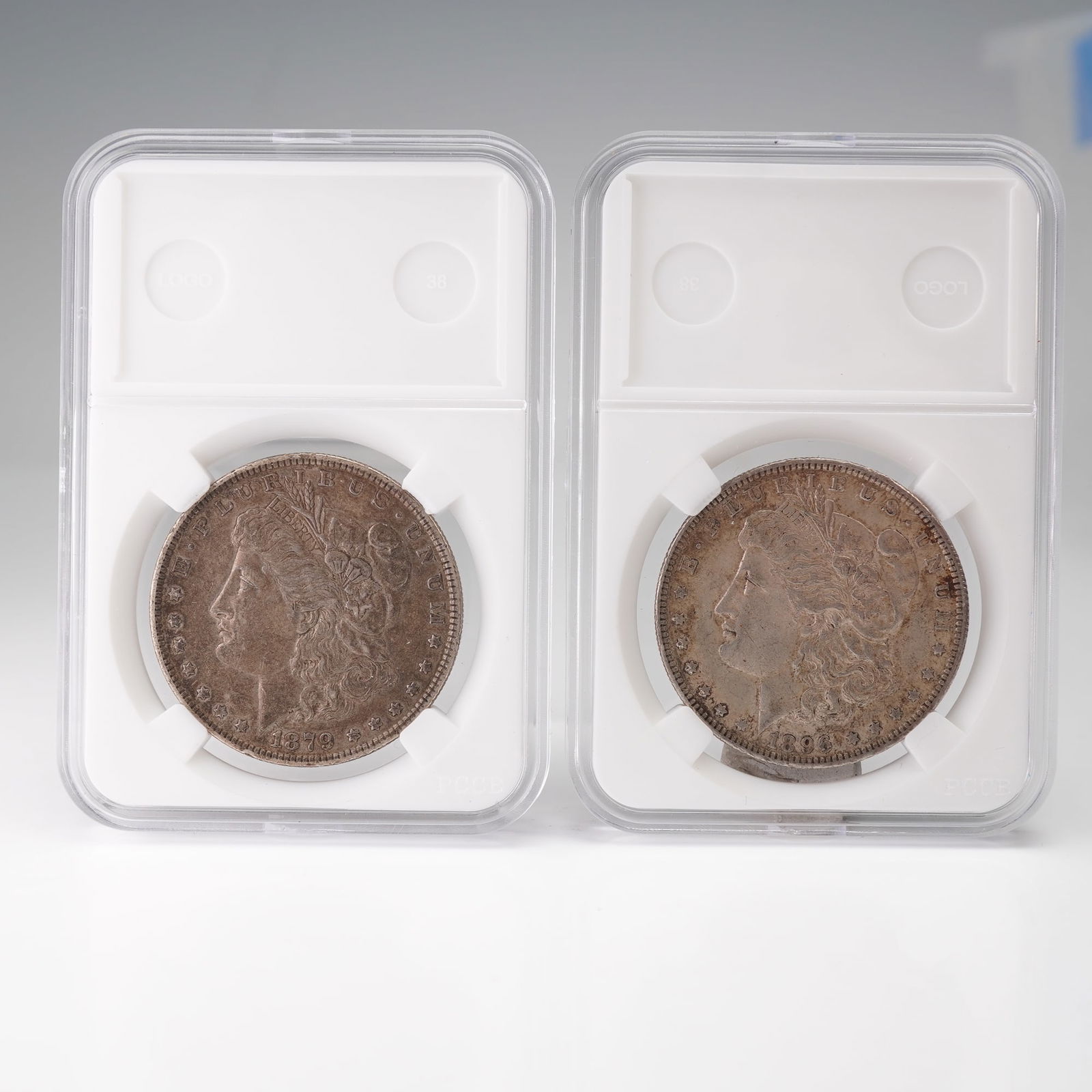 2pc 1879 and 1896-O Morgan Silver Dollar Coins (1 of 6)