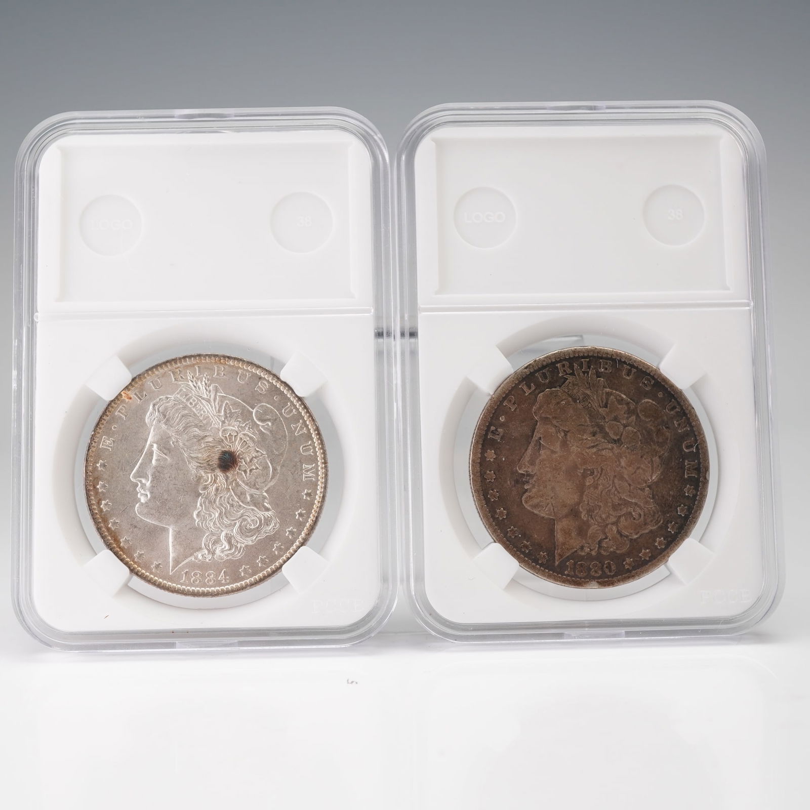 2pc 1880-S and 1884-O Morgan Silver Dollar Coins (1 of 2)
